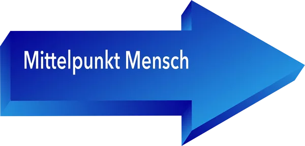 Pfeil mit Textinhalt: Mittelpunkt Mensch Pfeil mit Textinhalt: Mittelpunkt Mensch